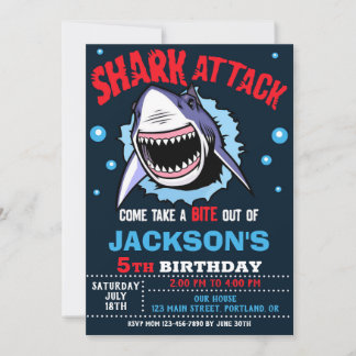 Shark Birthday Invitation - Shark Attack Party