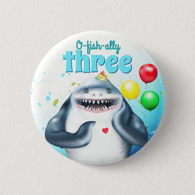 Shark Birthday Kids Party 6 Cm Round Badge (Front)