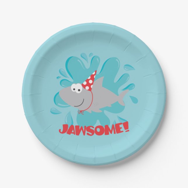 Shark Birthday Paper Plate (Front)