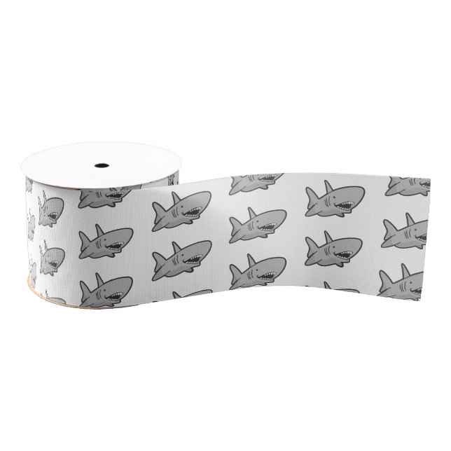 Shark birthday Party Blue and White Grosgrain Ribbon (Spool)