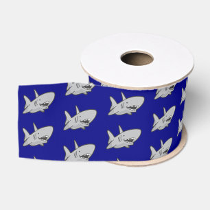 Shark birthday Party Blue Grosgrain Ribbon