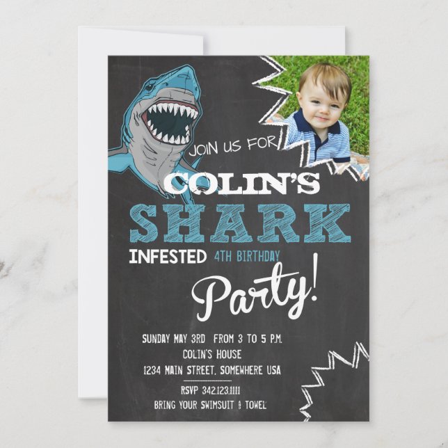 Shark Birthday Party Invitation (Front)