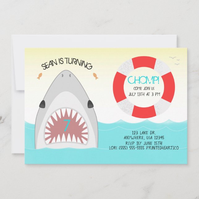 Shark Birthday Party Invitation |  Boy (Front)