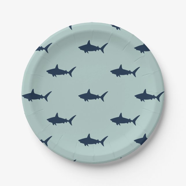 Shark birthday Party Invitation Paper Plate (Front)