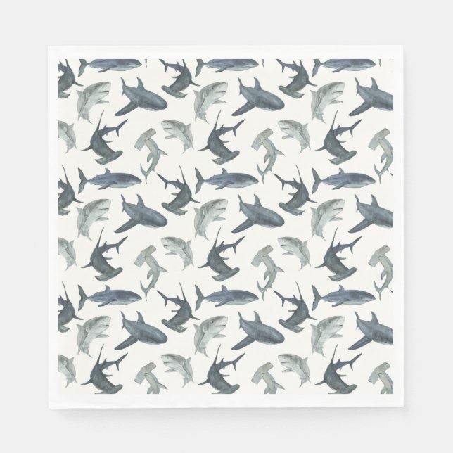 Shark Birthday Party Napkins | Beach Club Sharks (Front)