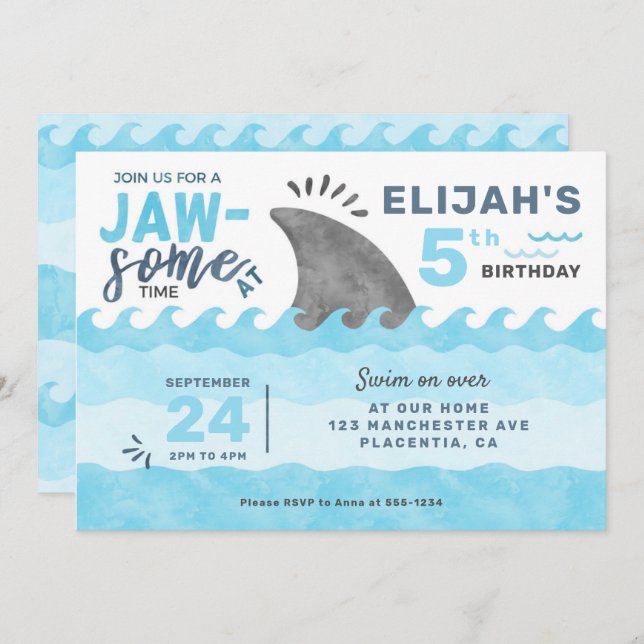Shark Birthday Party Under the Sea Invitation (Front/Back)