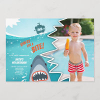 Shark Birthday Pool party boy Shark Bite Bait Swim