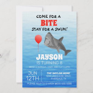 Shark Birthday Pool Party Invitation