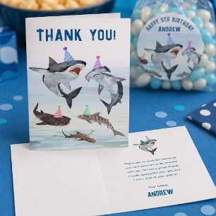 Shark Birthday Pool Party Personalised Thank You Card