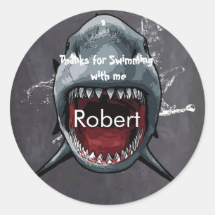 Shark Birthday, Shark Attack, Thanks Classic Round Sticker