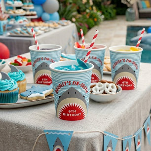 Shark Bite Any Age Birthday Party Paper Cups