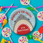 Shark Bite Any Age Birthday Party Paper Plate<br><div class="desc">Celebrate in style with these trendy birthday party paper plates. The design is easy to personalise with your own wording and your family and friends will be thrilled when they see these fabulous party plates.</div>