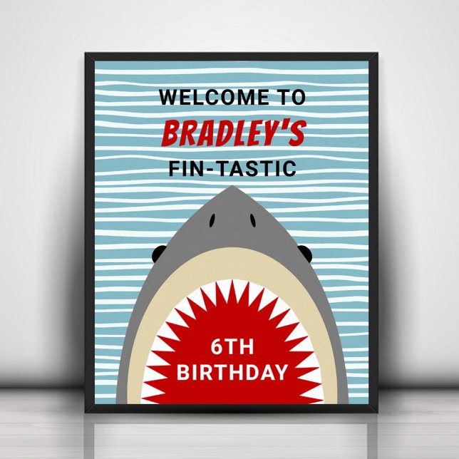 Shark Bite Any Age Birthday Party Welcome Sign (Creator Uploaded)