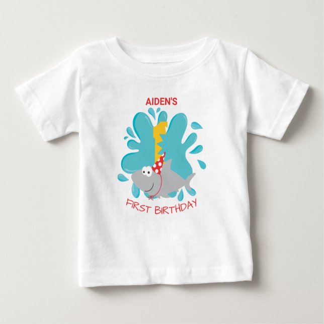 Shark Bite First Birthday  Baby T-Shirt (Front)