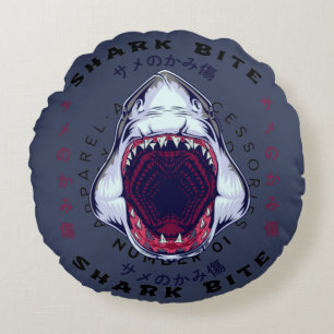 shark, bite   Stylish Modern Trendy Gift Round Cushion