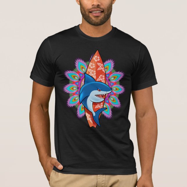 Shark Bite surf mandala T shirt (Front)