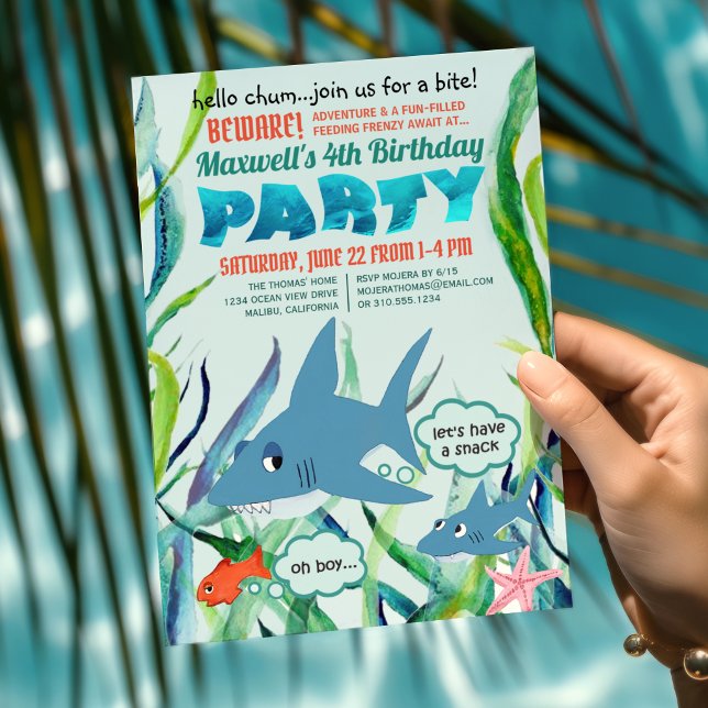 Shark Bite Under the Sea Birthday Party Invitation (Creator Uploaded)