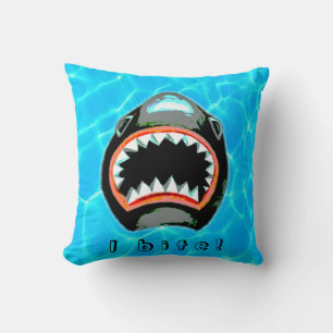Shark Bite Watercolor Illustration Cushion