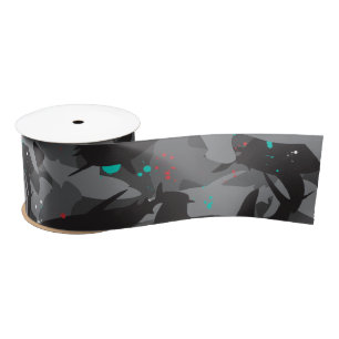 Shark Black & Teal Camouflage Pattern  Satin Ribbon
