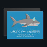Shark Blue Cool Kids Birthday Party Magnetic Invitation<br><div class="desc">This fun kids birthday party invitation features a shark illustration with a bold blue background and casual,  distressed fonts. It's a great choice for a boys birthday party. See the collection for coordinating items!</div>