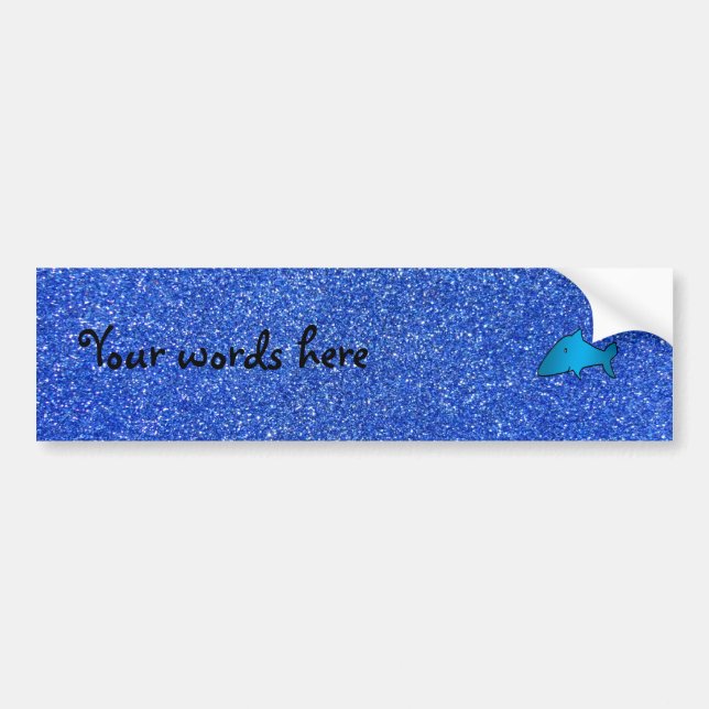 Shark blue glitter bumper sticker (Front)