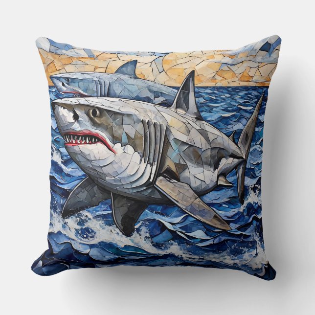 Shark Bold Marine Wildlife Home Décor 🦈🌊 Cushion (Front)