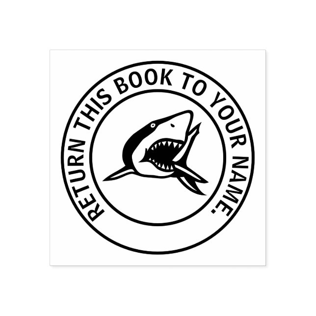 Shark bookplate rubber stamp (Imprint)