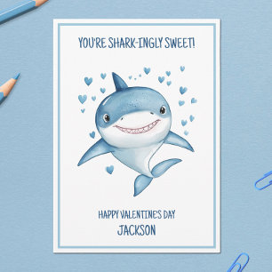 Shark Boys Classroom School Happy Valentine's Day Holiday Card