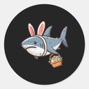 Shark Bunny Easter Eggs Funny Hunt Girls Boys Kids Classic Round Sticker