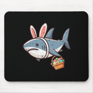 Shark Bunny Easter Eggs Funny Hunt Girls Boys Kids Mouse Pad