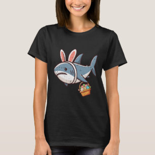 Shark Bunny Easter Eggs Funny Hunt Girls Boys Kids T-Shirt