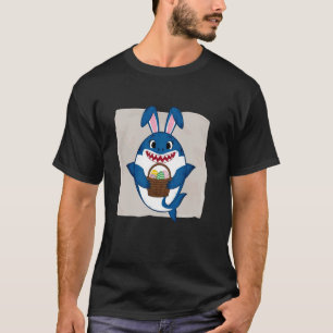 Shark Bunny Easter Eggs Funny Hunt Girls Boys Kids T-Shirt