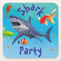 Shark Children Party Paper Coaster