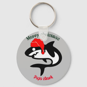 shark christmas family, customise personalised key ring