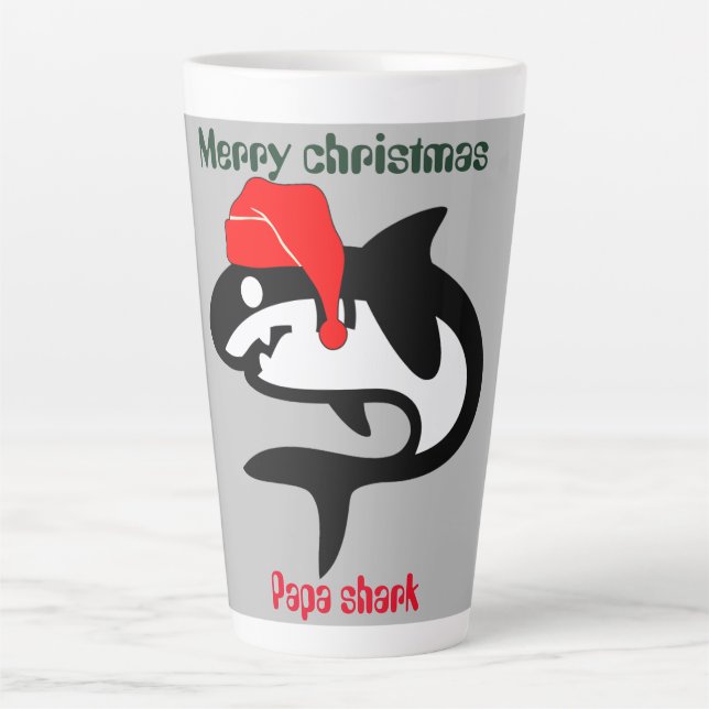 shark christmas family, customise personalised   latte mug (Front)