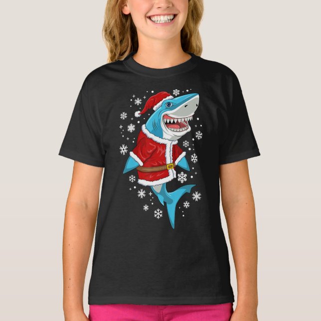 shark christmas gift  boys kids santa sharkmas T-Shirt (Front)