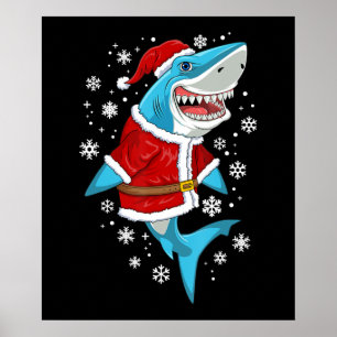 Shark Christmas Gift Santa Gifts Poster
