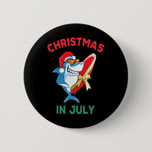 Shark Christmas In July Summer Vacation Beach Men 6 Cm Round Badge