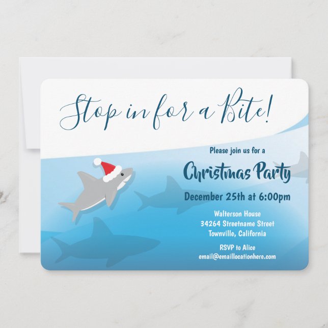Shark Christmas Party Holiday Invitation (Front)