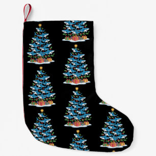 Shark Christmas Tree Holly Xmas Ocean Fish Holiday Small Christmas Stocking