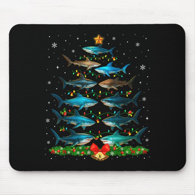 Shark Christmas Tree Ornament Funny Shark Lovers X Mouse Pad (Front)