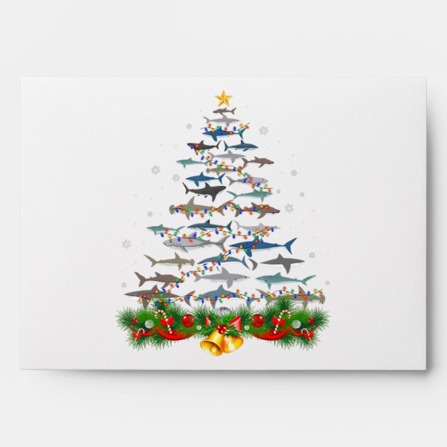 Shark Christmas Tree Shark Lovers Gifts Envelope (Front)
