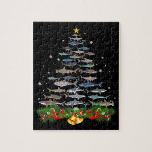 Shark Christmas Tree Shark Lovers Gifts Jigsaw Puzzle