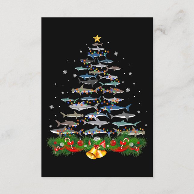 Shark Christmas Tree Shark Lovers Gifts Men Women Enclosure Card (Front)