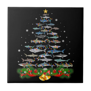 Shark Christmas Tree Shark Lovers Gifts Tile