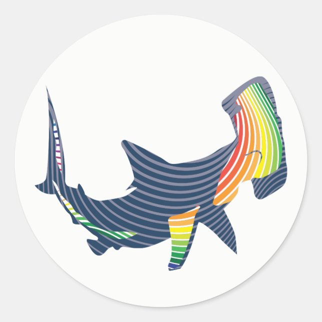 Shark Colour Swirl Classic Round Sticker (Front)