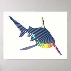 Shark Colour Swoosh Poster