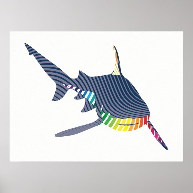 Shark Colour Swoosh Poster (Front)