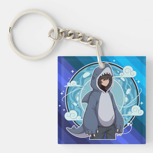 Shark Costume Coffee Art Key Ring (Front)