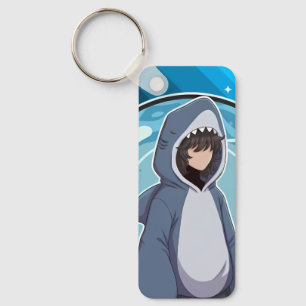 Shark Costume Coffee Art Key Ring
